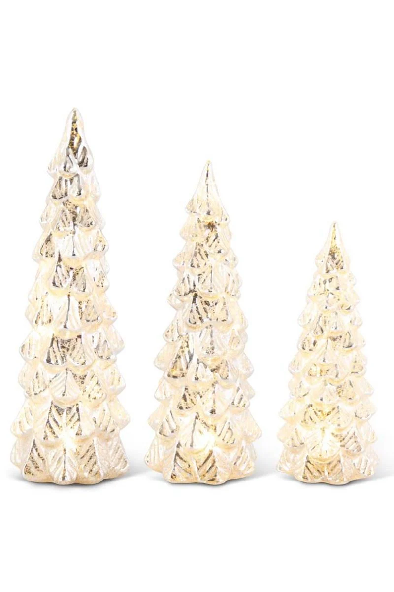 Glittered Mercury Glass LED Tree Small Silver - Image 2