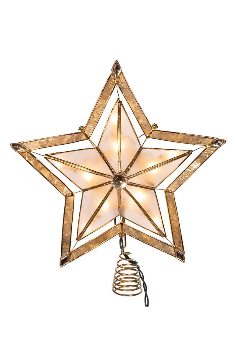 UL 10-Light Smoke Capiz Star 10" Tree Topper
