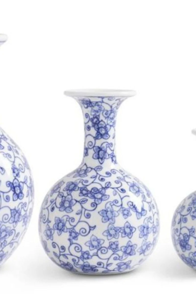 Porcelain Floral Bud Vase 5.75" Blue & White