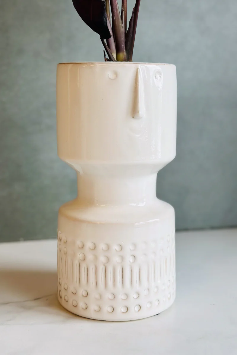 VASE CERAMIC FACE 10"