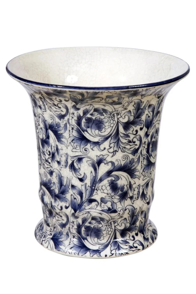 Hampton Flared Vase 6.5"x 6.5" Blue White