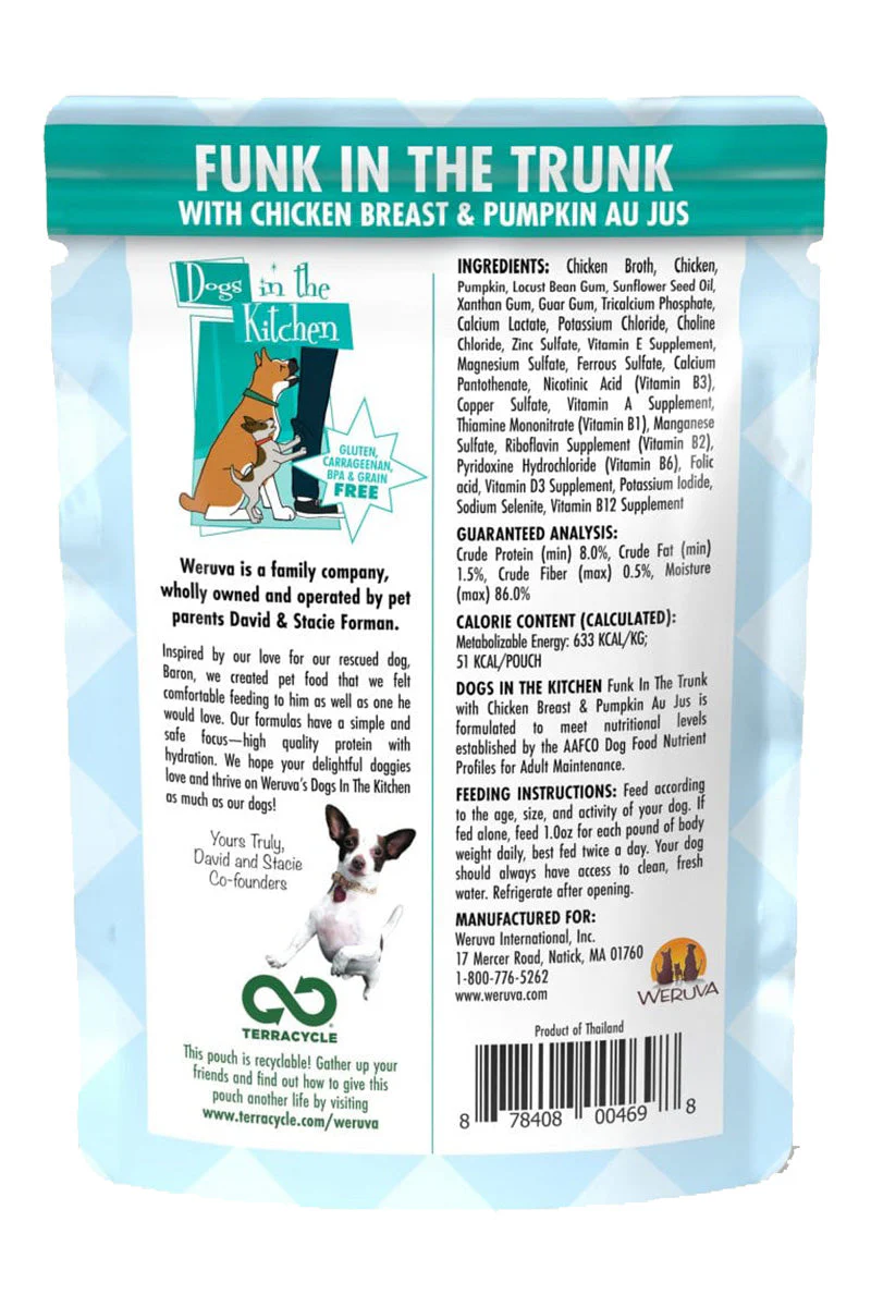 Weruva Dogs In The Kitchen Funk in the Trunk with Chicken Breast & Pumpkin Au Jus Pouch 2.8 oz - Image 2