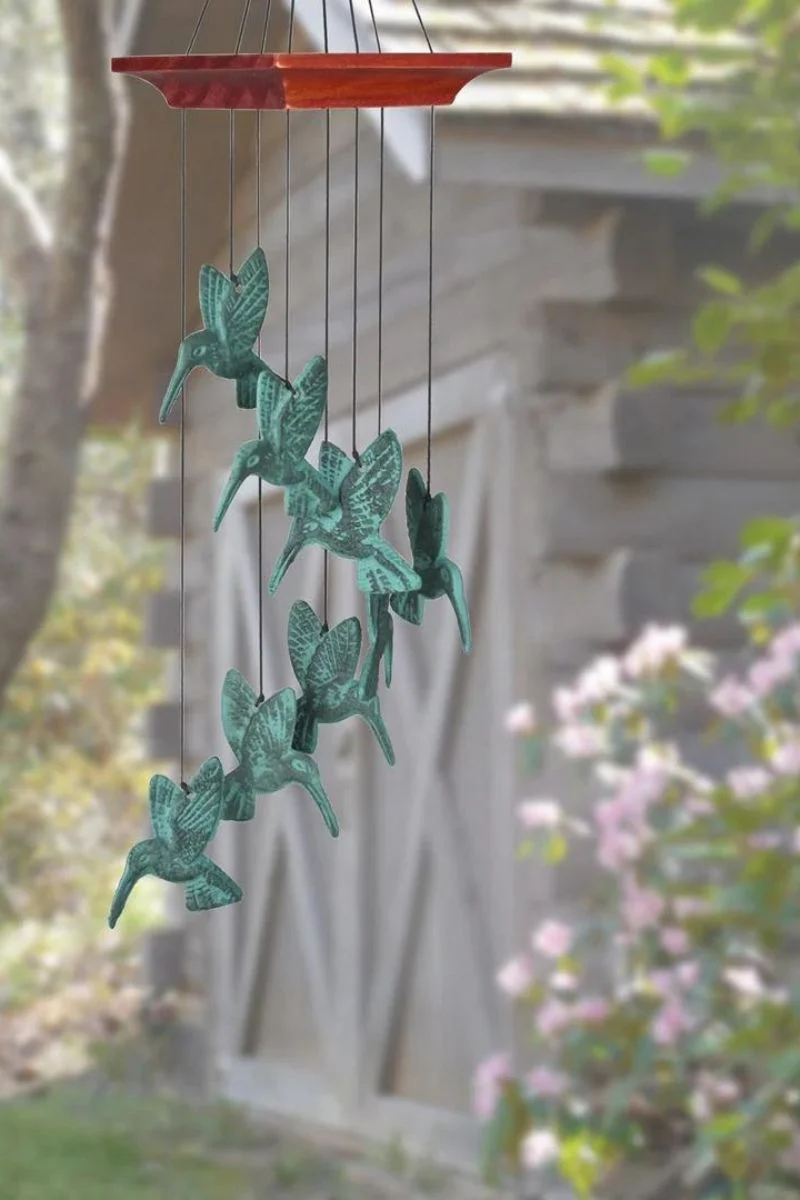 Woodstock Habitats Hummingbird Spiral Chime Verdigris