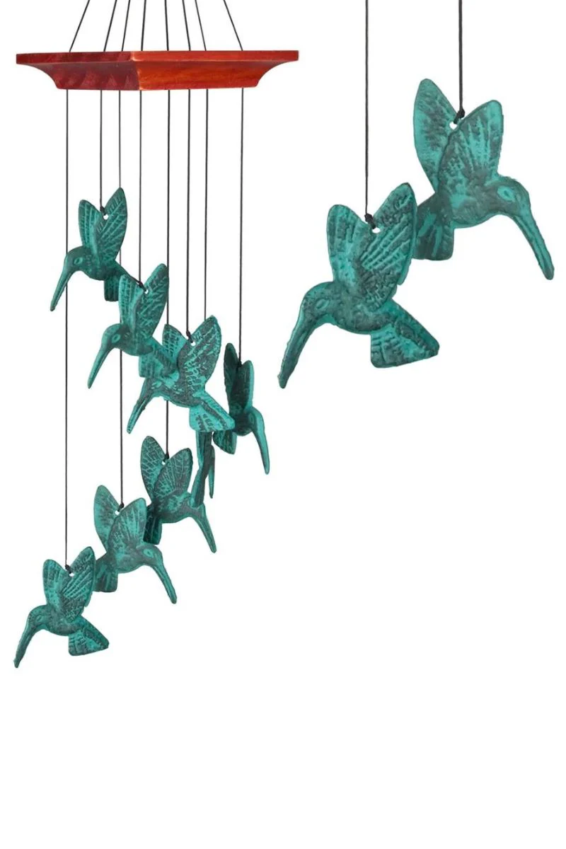 Woodstock Habitats Hummingbird Spiral Chime Verdigris - Image 2