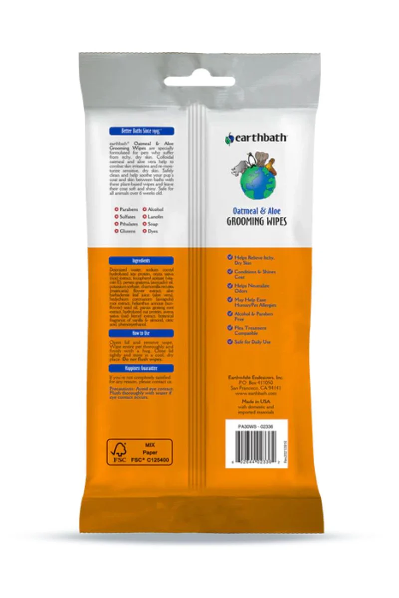 Earthbath Grooming Wipes Oatmeal & Aloe Vanilla & Almond - Image 2