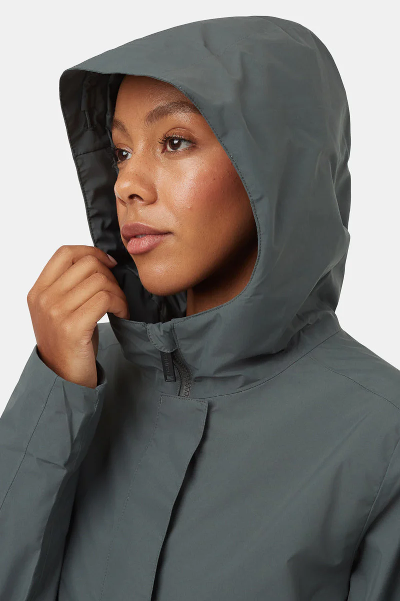 Women Long Rain Jacket Nimbus Urban Green Small - Image 3
