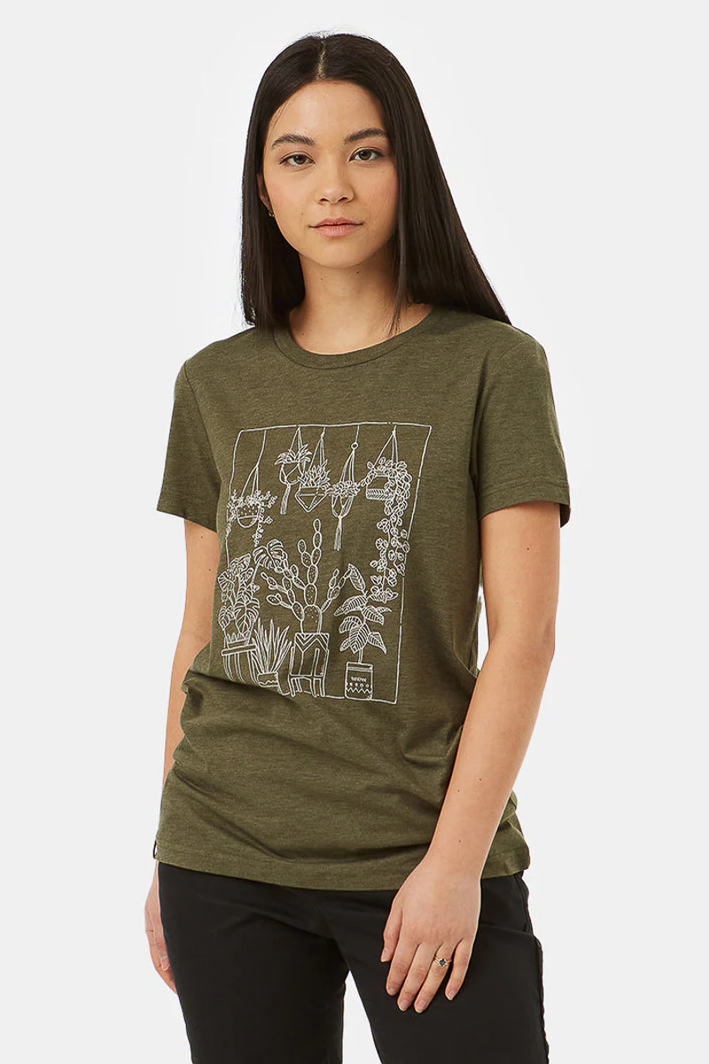 Women T-Shirt Plant Club Olive Night Green Heather Extra Large - Image 2