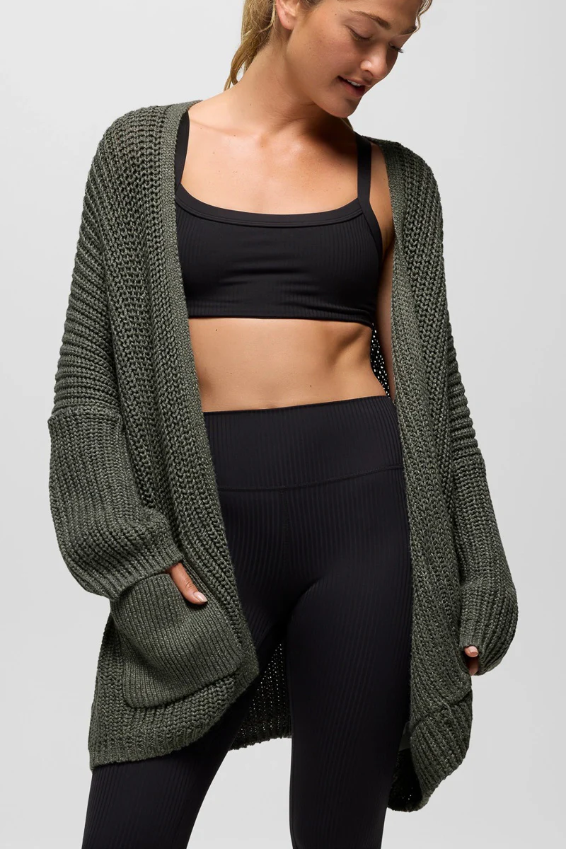 Women's Sunday River Long Cardigan Medium Thyme - Image 3