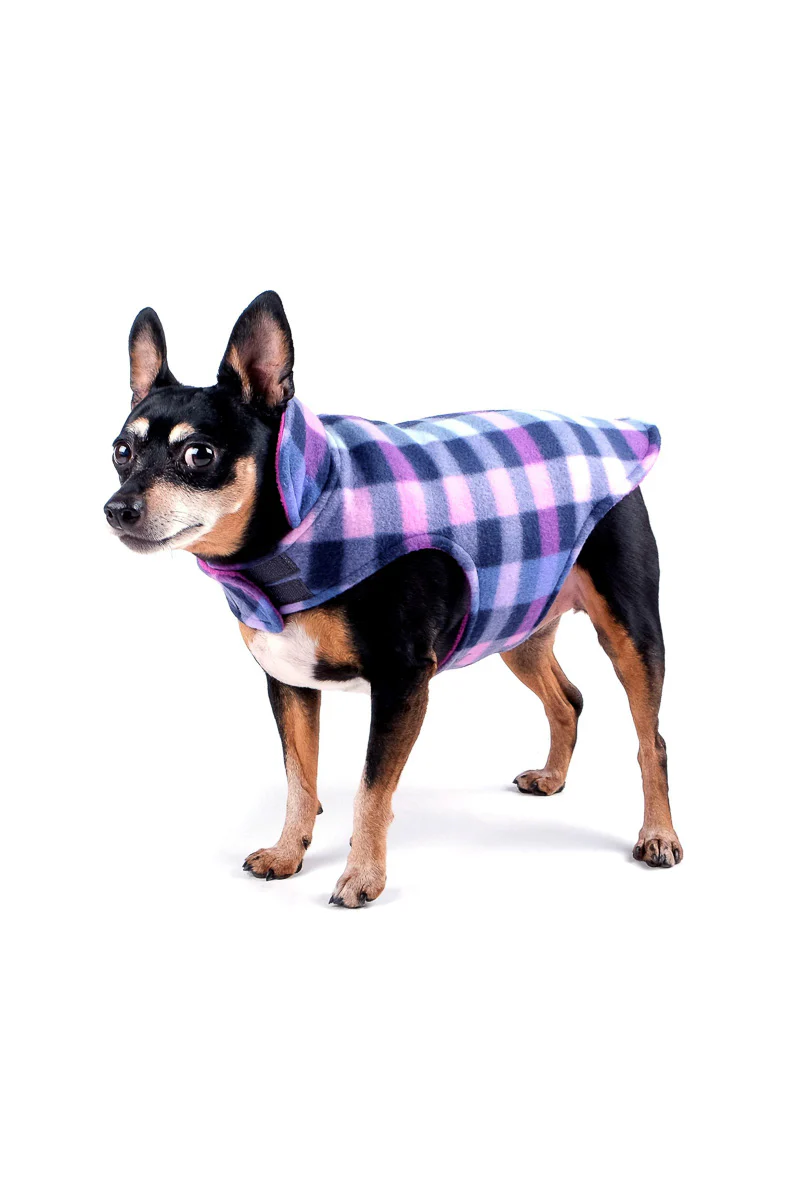 Worthy Dog Fargo Fleece Reversible Jacket Size 20 Purple Check - Image 2