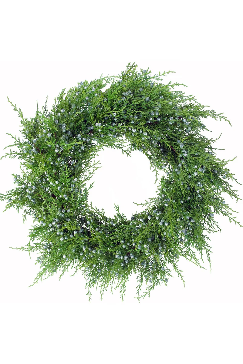 Faux Oregon Juniper Wreath 24" Grey & Green